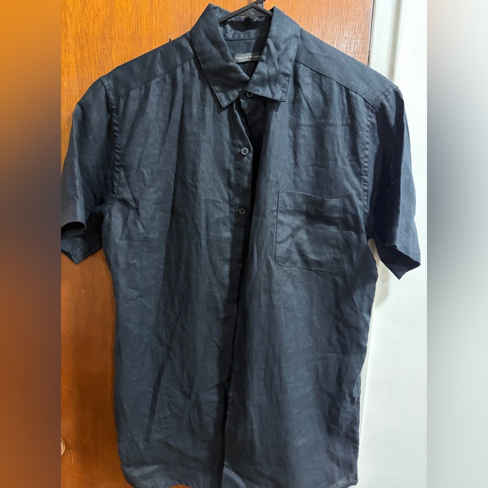 Saks Fifth Avenue Men’s Balaclava Linen Shirt Size Small